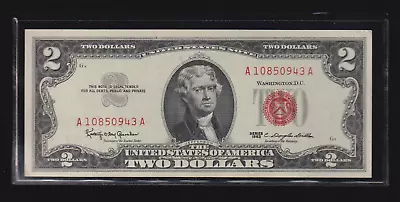 1963 Choice CU Two Dollar Red Seal United States $2 Legal Tender Note US Bill • $18.95