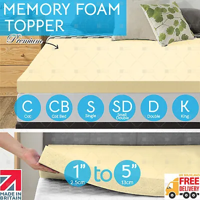 £82.99 • Buy Memory Foam Mattress Topper Orthopaedic Mattress 1 -5  Thick Pad Mat All Sizes