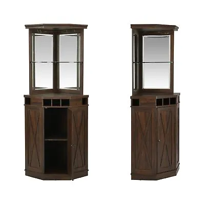 Home Source Mahogany Corner Bar Unit With Built-in Wine Rack And Lower Cabinet • $421.98