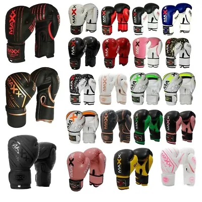 Maxx® Boxing Gloves Punch Bag Training MMA Muay Thai KickBoxing Fight Sparring • £17.99