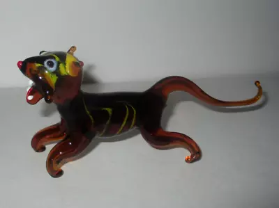 Vintage 5.75  MURANO Art Glass RED CAT FIGURINE Animal • $14.99