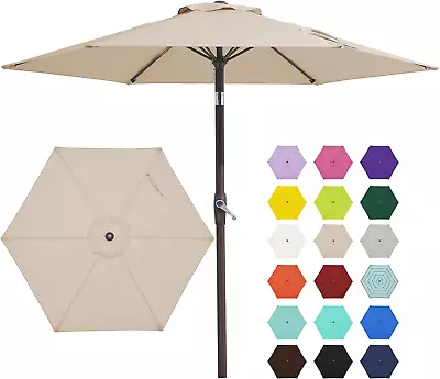 7.5FT Patio Umbrella Market Table Umbrella With 6 Sturdy Ribs Push Button Tilt/ • $47.99