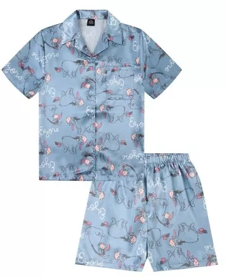 Disney Eeyore Ladies Short Satin Pyjama Set For Women Silk Satin • £17.99