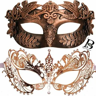 Couple's Masquerade Mask Set For Him And Her In Luxurious Rose Gold • $28.95