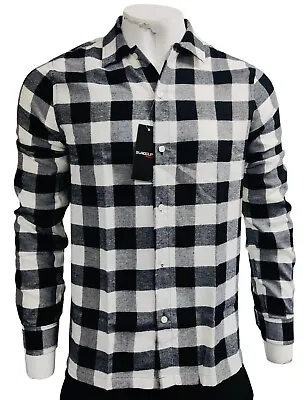 New Men's Long Sleeve Casual Work Flannel Cotton Check Shirt Size S – XL ST008 • £7.95