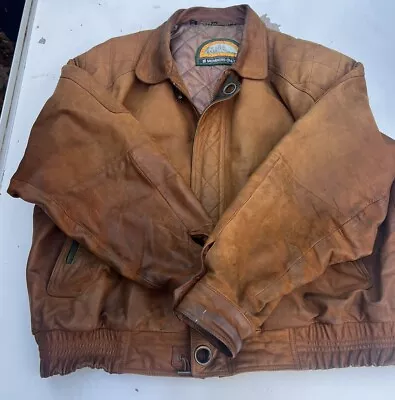 Vintage Highland County Members Only Size 2X Nubuck Leather Jacket  Brown • $40