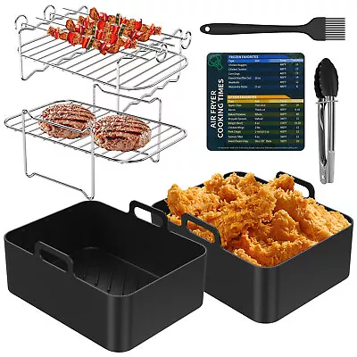 7Pcs Air Fryer Accessories Set Nonstick Air Fryer Silicone Liner Stainless ⍏ • $41.49