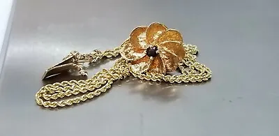Vintage 14kt Yellow Gold Sapphire Flower Floral Slide Charm Bracelet  • $669.99