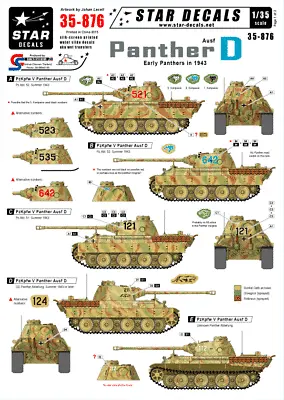 Star Decals 35-876 Decals For Panther Ausf. D Summer Of 1943 1/35 • £9.39