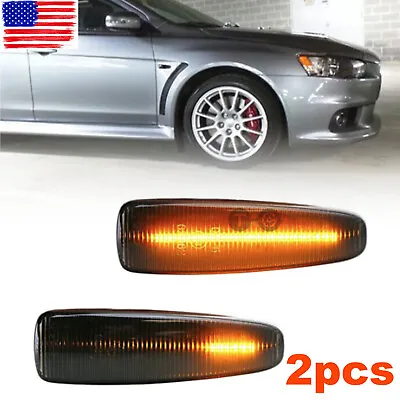 For Mitsubishi Lancer Evo X Amber Sequential Led Front Smoke Side Marker Lights • $13.99