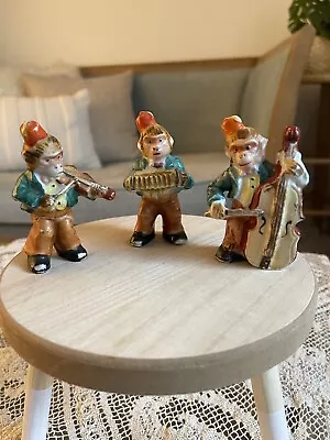 Antique Musician Monkeys Band Accordion Violin Cello Red Hats Figurines • $35