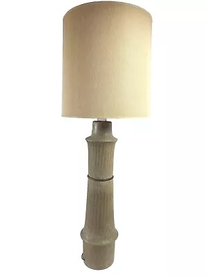 Vintage Martz Signed Marshall Studios Table Lamp Incised Stacked Column Teak MCM • $1595