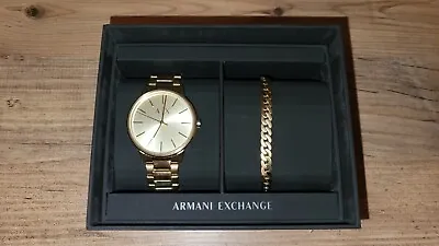 Armani Exchange Men's Gold Gift Set  Wrist Watch And Bracelet • £170