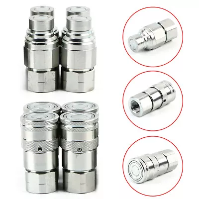 4 Sets 1/2  Flat Face Hydraulic Quick Connect Coupler | Skid Steer Bobcat NPT US • $89