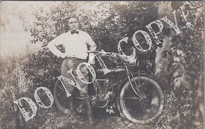 RPPC-Indian Motorcycle-Motor Bike-Cycle-Man-Male-Real Photo-RP • $9.95