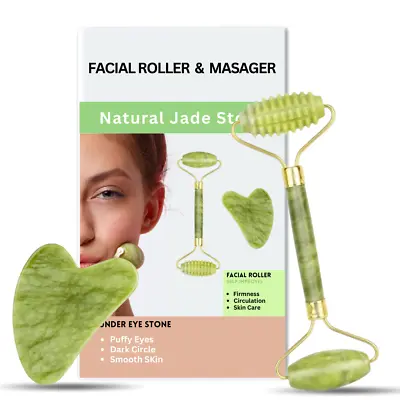 Face Jade Roller And Gua Sha Scraper Set Facial Anti Ageing Face Massage • £4.92