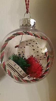 8 Christmas Music Ornaments - Handmade Glass Ball With Strips Of Sheet Music • $25