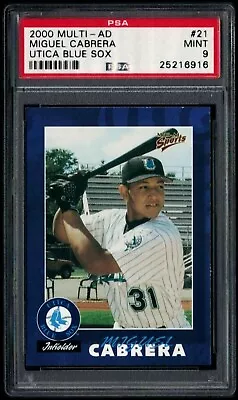 2000 Multi-ad Rc #21 Miguel Cabrera Utica Blue Sox Psa 9 Minor League Rookie • $69.99