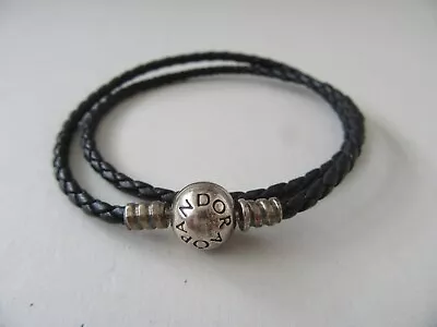 Genuine Pandora Moments Double Wrap Black Leather Bracelet • £7.50
