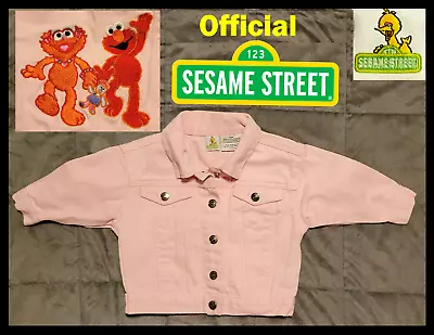 12mo Sesame Street Elmo & Zoe Pink Denim Jacket Girl 12 Months Toddler Coat St • $12.95