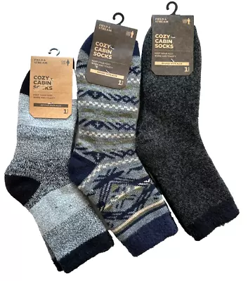 Men's Cozy Cabin Socks Lot Of 3 Field & Stream Aloe Infused One Size • $21.99