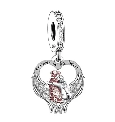 Dog Girl Memorial Charm 💖 Forever In My Heart Genuine 925 Sterling Silver • £16.95