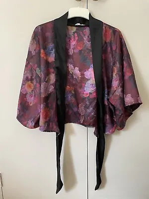 One & Only Urban Outfitters Kimono Blouse Top Size L 12-14 Floral Print England • $23.88