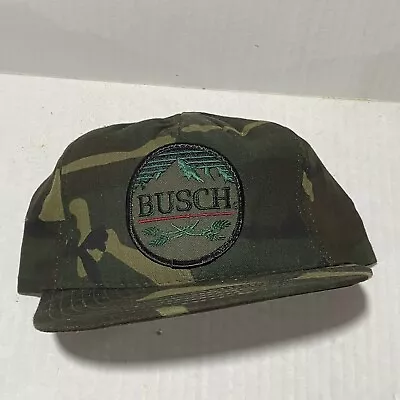 Vintage Busch Beer Snapback Deadstock Camo Camouflage Snapback Trucker Hat Rare • $17.99