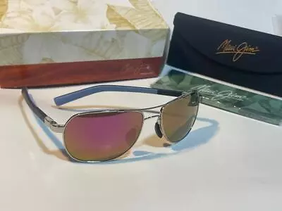 New Maui Jim GUARDRAILS Polarized Titanium Sunglasses 327-17 Silver/Sunrise Mirr • $299