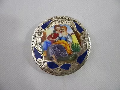 Vintage Antique 800 Sterling Silver Enamel Italian Powder Compact Mirror • $249.99