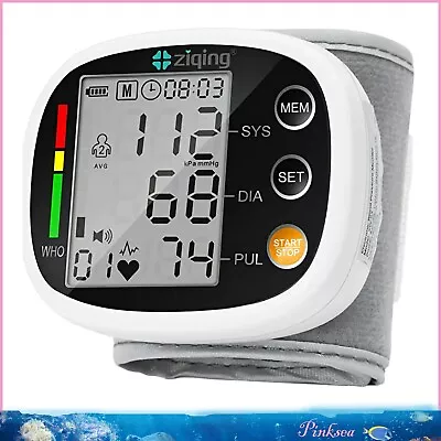Digital Wrist Blood Pressure Monitor BP Cuff Gauge Heart Rate Machine Black • $12.99