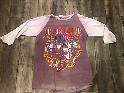 Vintage 1981 Rolling Stones US Tour Concert Reglan 3/4 Sleeve Shirt LG Pakistan • $249.99