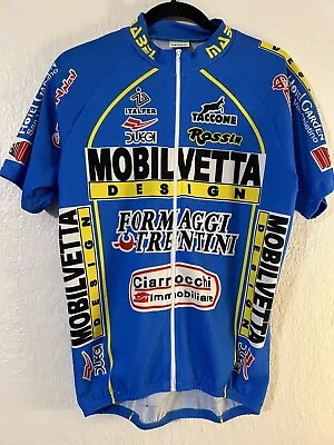 Mobilvetta Formaggi Trentini RARE Vintage Blue Cycling Jersey Size XL (50) ITALY • $25