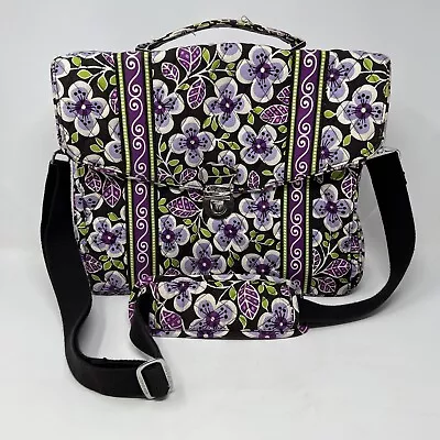 Retired Vera Bradley Plum Petal Tote Computer Messenger Case Bag 14  X 12  X 4  • $29.98