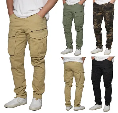 Men's Casual Stretch Cargo Pants Zip Cargo Pocket Camo Cargo Jogger Size 28-44 • $31.95