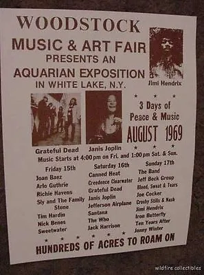 $19.99 • Buy WOODSTOCK MUSIC CONCERT FESTIVAL 1969 POSTER PRINT 60'S Art Hippie Photo Sepia 