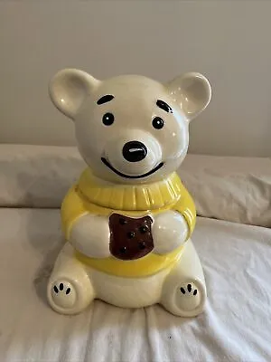 Vintage Metlox Pottery Teddy Bear Poppytrail Cookie Jar Yellow 1970s 1980s • $59.99