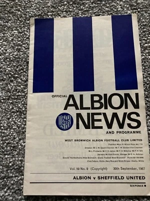 West Brom V Sheffield United  Football Programme 30/09/67 • £0.80