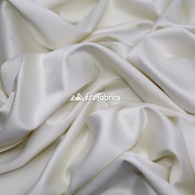 £18.38 • Buy Ivory_  Armani Stretch Silky Satin Fabric Sold By The Yard_ Heavy Thick _