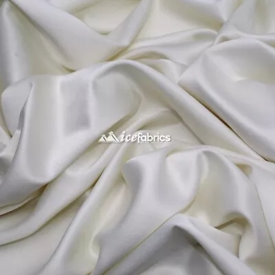 £18.38 • Buy Ivory_  Armani Stretch Silky Satin Fabric Sold By The Yard_ Heavy Thick _