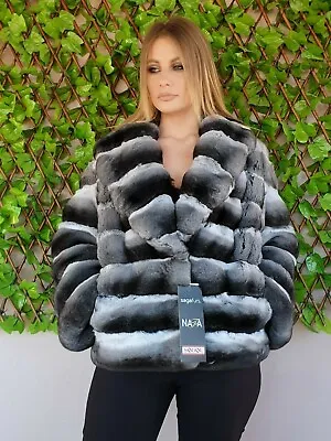 Real New Chinchilla Fur Coat Jacket Full Skins Mexa Nerzmantel Cincila Sable • $1