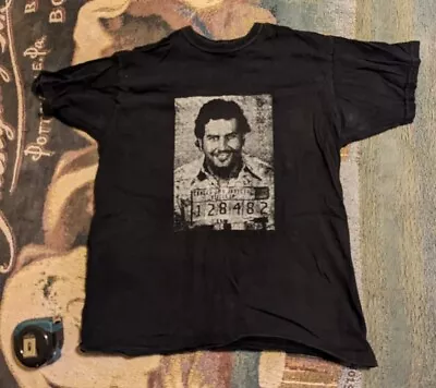 Vtg Y2k Pablo Escobar SMugshot Black T Shirt Men M • $14.88