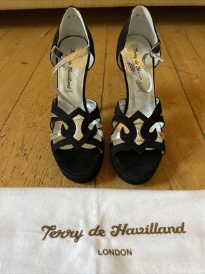 £65 • Buy Terry De Havilland Black Silver Heels 5 38 Suede