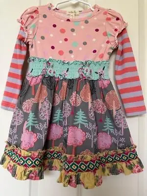 MATILDA JANE Long Sleeve Dress Trees PEACH MULTI Toddler Girl Size 2 • $19.50