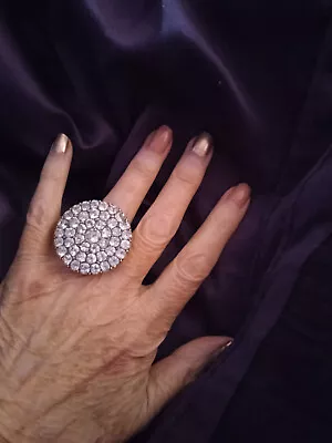 £295 • Buy Antique Georgian Extra Large 18th Cent Paste Ring Set In Silver Gold Shank/Hoop