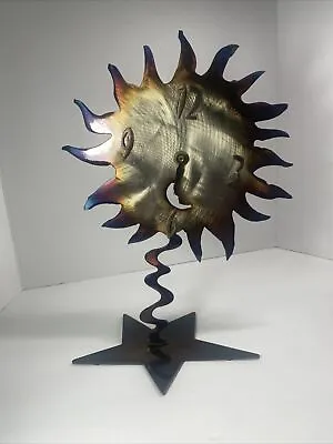 Artisan Metal Sunflower Moon  Farmhouse Steampunk Clock For Repair • $39.99