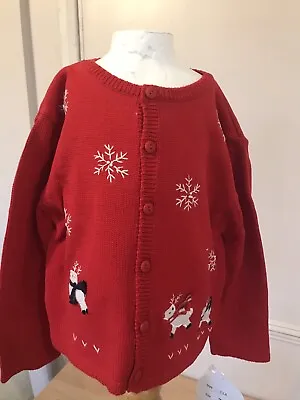 £25 • Buy Sarah Louise Beautiful Quality Xmas Bright Red Embroidered Cardigan 3 Years