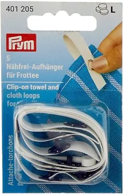 Prym Clip-On Towel And Cloth Loops For Towelling (5pcs) - White/Blue - Kitchen • £5.49