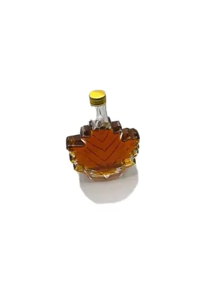 New Empty Maple Syrup Leaf Shaped 3 Pc Embossed  Glass Syrup Btl.  W/ Lid 8 OZ. • $12