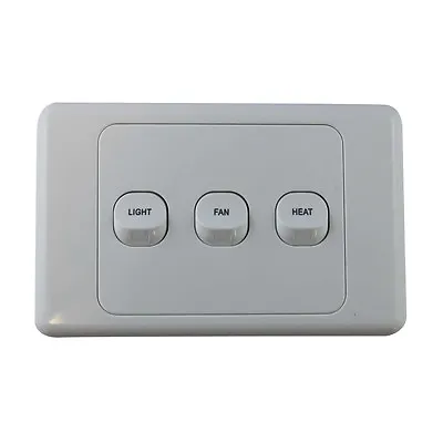 3 Gang Wall Switch - PRINTED WITH FAN LIGHT HEAT - Electrical Light Switch - SAA • $16.99